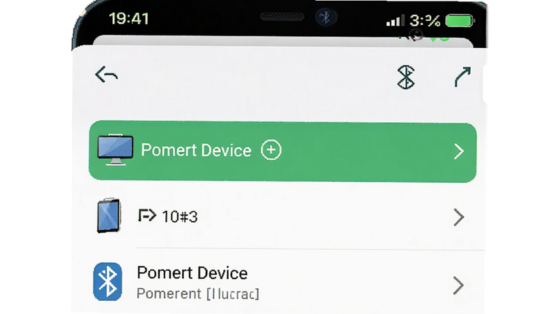 手机蓝牙连接设置界面截图,显示已连接设备列表,其中“Pomert Device”处于连接状态,界面简洁,状态栏清晰,无其他干扰元素,高清细节