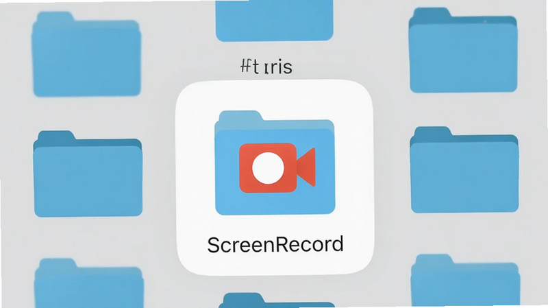 手机文件管理器界面,高亮显示一个名为“ScreenRecord”的文件夹,文件夹图标为红色摄像机,周围有其他普通文件夹,背景为浅灰色,突出目标文件夹,清晰易读,无多余图标