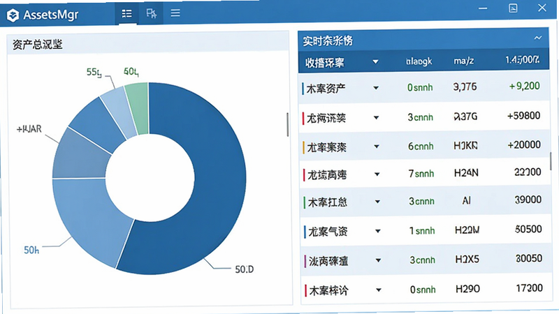 ����Ϊ AssetsMgr �������棬�������������Ϊ�ʲ�������ͼ���Ҳ�Ϊʵʱ��Ʊ�����б�������Լ������ɫΪ��ɫ����ϸ����ʾ���־�ȷ�����ʸ��壬�ɾ��޶���Ԫ��