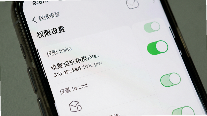 主体为手机设置权限界面,布局为权限列表,排版简洁,风格系统原生,细节展示位置与相机权限开启状态,画质高清,干净,文字显示
