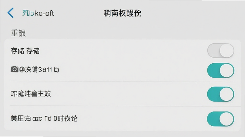 美甲管家APP在安卓手机上的设置界面截图,重点展示权限管理选项,包括存储、相机、通知等开关状态,风格写实,界面清晰,画质高,干净,无多余元素