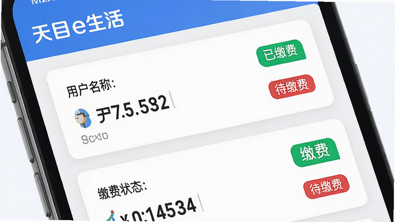 ��дչʾ��Ŀe����APP�ڵĽɷ�ҳ�棬����Ϊ�˵��б����棬���ֲ��ÿ�Ƭʽ��ƣ�ÿ�ſ�Ƭ��ʾ���������ɷ�״̬���Ű���ֱ�ۣ�����ƽ����ϸ�ڴ�����ɫ�ġ��ѽɷѡ���ǩ�ͺ�ɫ�ġ����ɷѡ����ѣ����廭�ʣ�����ɾ��������ұ�������������