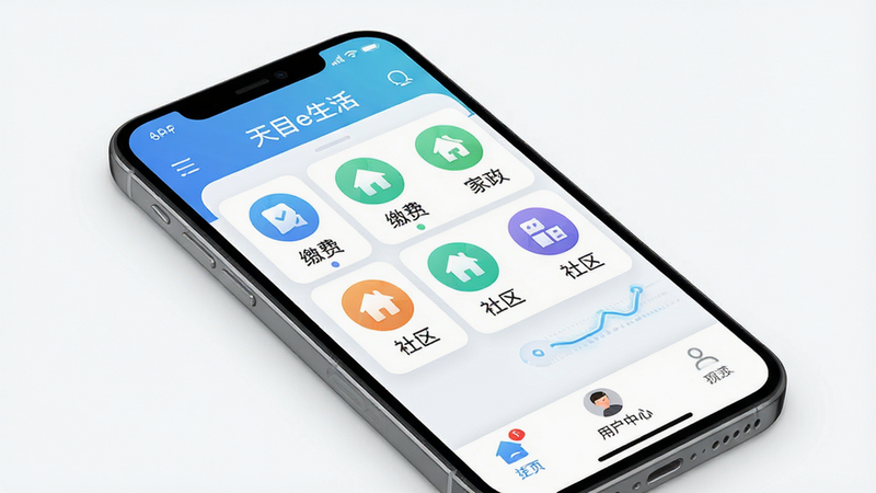 һ��չʾ��Ŀe����APP�������ĸ������ͼ������Ϊ�����ֻ���Ļ������������Ϊ�������������в����Ĺ������񣨰����ɷѡ�������������ͼ�꣩���ײ��û����ģ��Ű��������򣬷���ִ���Լ��ϸ�ڴ����ֿƼ������׺��������廭�ʣ��ɾ��������޶���Ԫ�أ����ֱ�ǩ�����ɼ�������ɫ����������