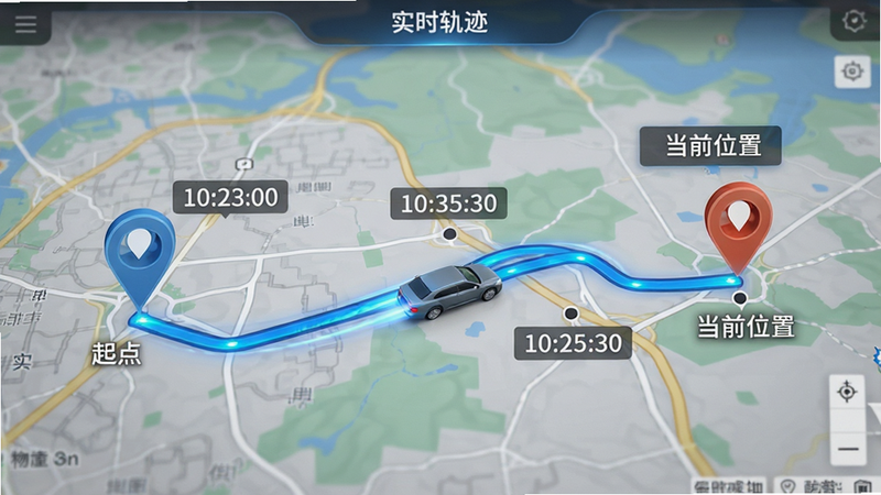 ����Ϊ������ͼ���棬չʾһ����̬��·���ߣ������Ե�ͼΪ�������Ű�����ͻ�������дʵ��ϸ�ڰ�������յ�ͼ�ꡢ�����ƶ�����Ч����ʱ����ڵ㣬���ʸ߱��棬�ɾ����޶���Ԫ�أ��������ݰ�����ʵʱ�켣��������ǰλ�á�