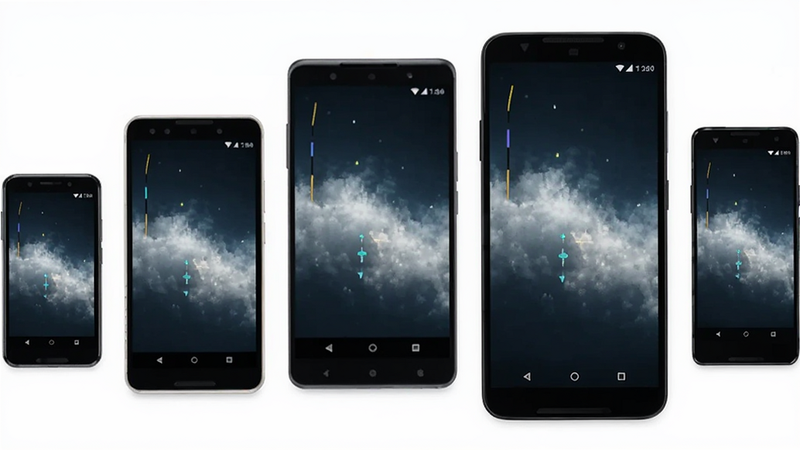 ����Ϊ�ಿ��ͬ�ߴ�İ�׿�ֻ�����չʾ�����ֺ������У��Ű����룬����ִ���Լ��ɫ������ϸ����ʾÿ���ֻ���Ļ����ͬ�������ν��棬���ʾ��£��ɾ����޶���Ԫ��