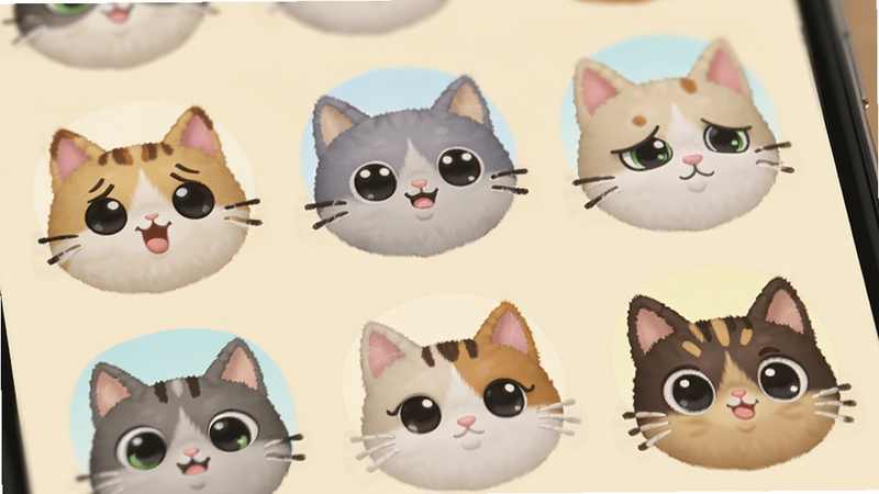 ��дչʾè����App�ڵ�è��ͷ��ѡ����棬�����ͬ���顢��ͬ��ɫ�Ŀ�ͨè��ͷ���������У�����Ϊ��͵��׻�ɫ����Ӱ��ͣ�ϸ�ھ��£�ͻ����ϵ��񣬸��壬��������ˮӡ
