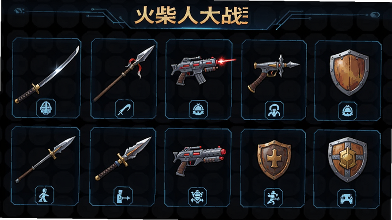 ������˴�ս����������չʾ���棬���������������Ŷ��ֲ�ͬ����������������ʿ������ì������ǹ�Ͷ��Ƶȣ�ÿ�������·��м���ͼ���ʶ������Ϊ��ɫ�������������岼�ֹ����������ղصķḻ�ԣ����Ƽ����븴�Ÿн��