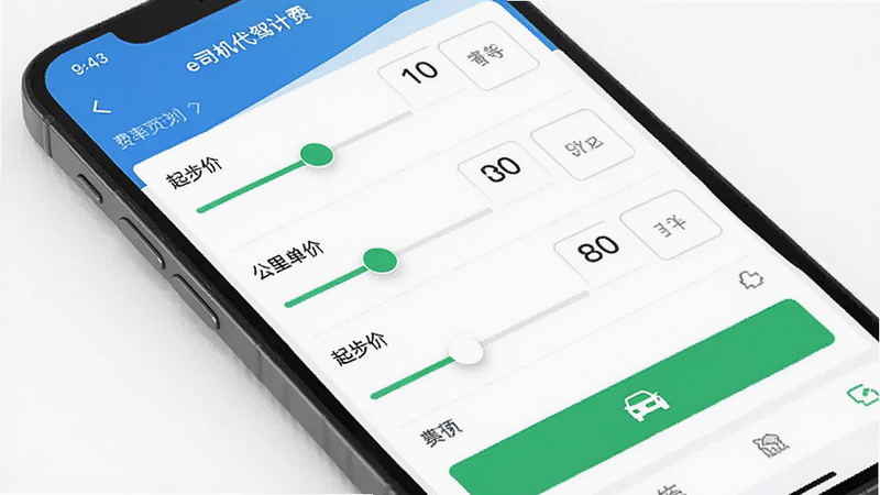 ����Ϊ�ֻ����ý��棬չʾ��e˾�����ݼƷѡ�APP�еķ�������ҳ����Ļ���ж������������������򣬷ֱ��ע���𲽼ۡ��������ﵥ�ۡ������֣����ִ�ֱ�б�ʽ������ƽ����ϸ�ڴ�����ɫȷ�ϰ�ť������ϸ�壬�ɾ����޶���Ԫ��