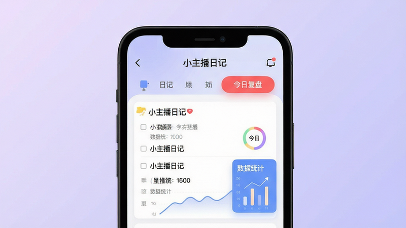 ����Ϊ�����ֻ���Ļ��д������չʾһ����Ϊ��С�����ռǡ���APP���棬����Ϊ��͵�ǳ��ɫ���䣬�ֻ��߿�Ϊ��ɫ����Ļ����ʾ�����ռ��б�������ͼ���������������Ű湤��������ִ���ƽ����ϸ�ڰ��������ĺ�ɫ�����ո��̡���ť����ɫ�ġ�����ͳ�ơ�ģ�飬���ʸ��壬�ɾ����޶���Ԫ�أ���������Ϊ��С�����ռǡ�