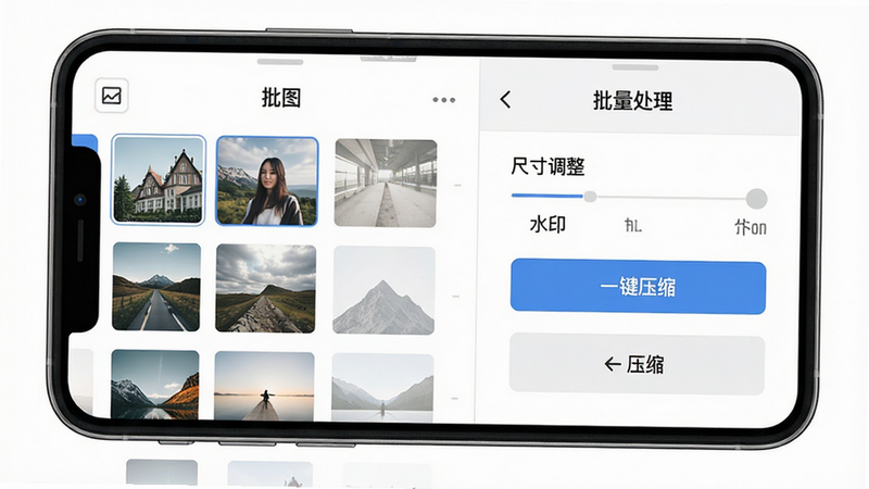 ����Ϊ�ֻ���Ļ���棬չʾ����ͼ��APP�������������������������ΪͼƬ����ͼ�б����Ҳ�Ϊ����������壨���ߴ������ˮӡ��ѹ����ť�������Ϊ��ƽ��������ƣ�ϸ�����������ֱ�ǩ����