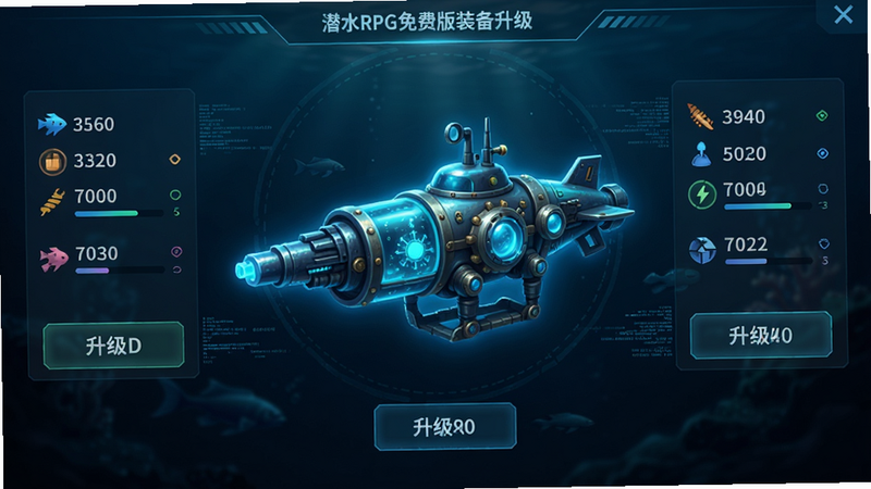 ����ԣ�ǱˮRPG��Ѱ�װ���������棬����Ϊ�����Ǳˮ������ģ�ͣ���Χ������������ֵ��������ť�����ֶԳƣ��Ű����࣬���Ϊ�ƻ�UI��ƣ�ϸ����ʾ�����������ʸ��壬�ɾ����޶���Ԫ��