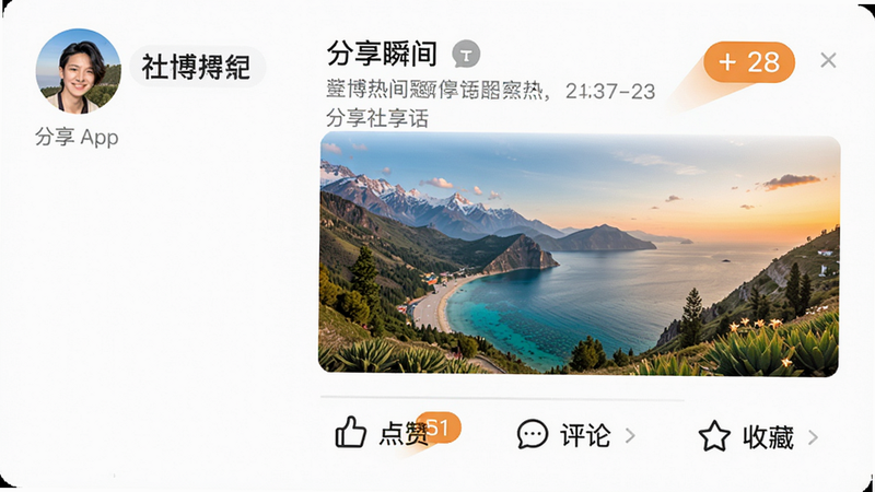 ����Ϊ�粩App�ڵ��������ӽ��棬���Ϊͷ����ǳƣ��Ҳ�Ϊ�������ݺ���ͼ����ͼ��һ�ž�����������Ƭ���·��е��ޡ����ۡ��ղ�����������ť�����ֽ������򣬷��Ϊ��ܰ�Ѻõ�������Χ��ϸ�ڴ����ֵ������Ķ�̬����Ч��������ϸ�壬�ɾ��޹����ţ��������ݰ���������˲�䡱�������黰�⡱