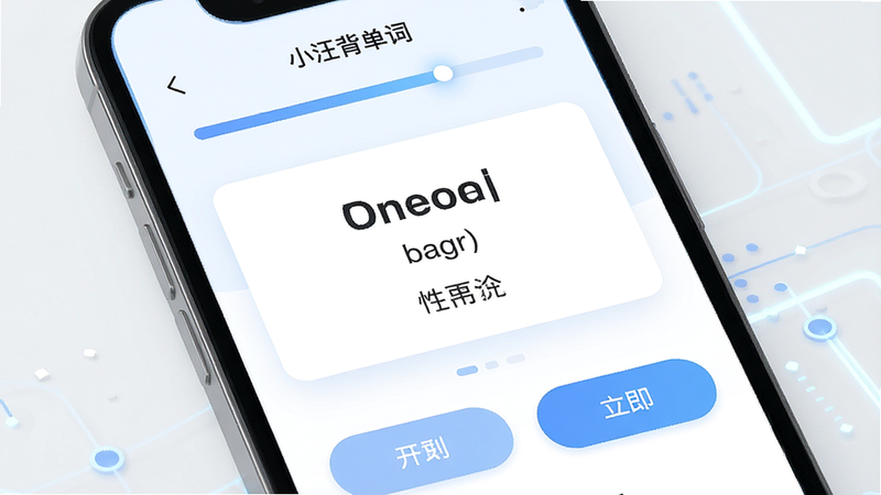 һ��չʾ��С�������ʡ�APP���Ľ���ĸ���UI���ͼ������Ϊ�ֻ���Ļ������������������ʾѧϰ���������в�Ϊ���ʿ�Ƭ���򣬰���Ӣ�ĵ��ʡ����꼰�������壬�ײ�Ϊ������ť�������Ϊ��ƽ���������壬ɫ�����������Ϊ����ϸ�ڴ����ֿƼ��У�����4K���ɾ��޶���Ԫ�أ��������������ɼ�
