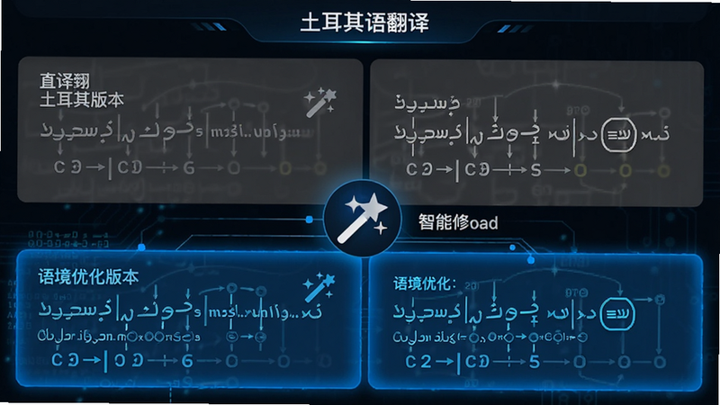 �����ǡ��������﷭�롱�ķ������ԱȽ��棬�Ϸ���ʾֱ��汾����ɫ�����·���ʾ�ﾳ�Ż��汾��������ɫ�����м���һ��ħ����ͼ���ʾ��������������Ϊ���¶ԱȽṹ���ص�ͻ���Ż����Ч�������Ϊ�ǻۿƼ��У�ϸ��չʾ�㷨�߼����ţ�ɫ�ʶԱ����������ʾ�ϸ���������࣬�������ܻ����ơ�