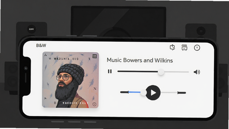 һ�Ÿ����ִ����廭������Ϊ�ֻ���Ļչʾ Music Bowers and Wilkins Ӧ�ý��棬���ּ�࣬�����ʾר����������ͼ���Ҳ�Ϊ���Ž��������������ƻ��飬����Ϊ���ɫ����Ҿӻ�������Լ�ɼ� B&W �������������Ϊ��ƽ����ƣ�ϸ�ھ��£�4K ���ʣ��ɾ�������Ԫ��