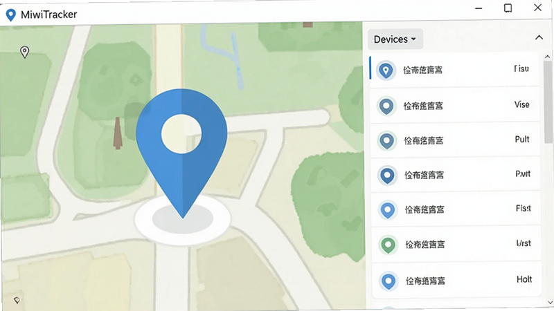 ����ΪMiwiTracker�������棬���������������ʾ��ͼ��λͼ�꣬�Ҳ�Ϊ�豸�б����Ű����ִ�������ƽ����ϸ�ڰ�����ɫ��λ��Ͱ�ɫ���������ʸ��壬�ɾ��޶���Ԫ��