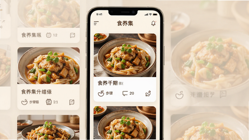 ����Ϊ��ʳ������ʳ��������棬���ֲ����ٲ�����Ƭ��ƣ�ÿ�ſ�Ƭչʾһ����ʳ��ͼ����⣬�Ű����۴󷽣������ܰ�Ӽң�ϸ��չʾ���˵�ʳ����д����Ĳ���ͼ�꣬����ϸ�壬�ɾ���������������