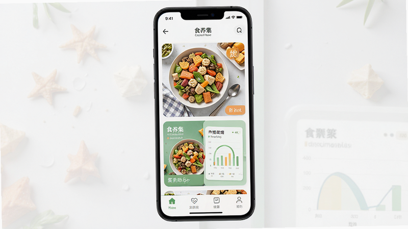 ����չʾ��ʳ��������׿APP�ֻ��˽��棬��������������Ϊ���������в�չʾɫ�����޵���ʳ���俨Ƭ���ײ�Ϊ���ܱ�ǩҳ���Ű����룬����Լ���£�ϸ����ʾ����ʳ��ͼƬ������ͼ��������4K���ɾ��޶���Ԫ�أ����������ɼ�