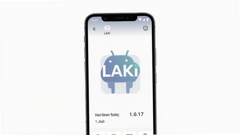 һ��չʾLAKI��׿Ӧ�������������ͼ������Ϊ�ֻ���Ļ��ʾLAKIӦ��Logo�����־��У��Ű��࣬����ִ���ƽ����ϸ��������ʾ�汾��1.0.17�����ʸ��壬�ɾ����޶���Ԫ��