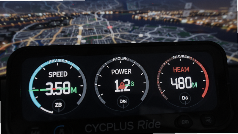 ��дCYCPLUS Ride�������Ǳ��̽��棬ͻ����ʾ�ٶȡ����ʡ����������������֣�����Ϊ��͸���ĳ���ҹ����ͼ��������ͣ�ǿ�����ݵ�ʵʱ����Ч�������������ֱ��