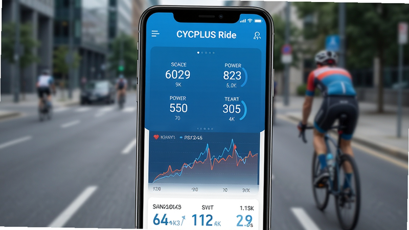 һ��չʾCYCPLUS RideӦ��������ĸ����ͼ������Ϊģ���ĳ������е�·������������ʾʵʱ�ٶȡ����ʺ��������ߣ�����������ɫ�ʲ��ÿƼ������ɫΪ��������ִ���࣬����4k���޶���Ԫ�أ�����