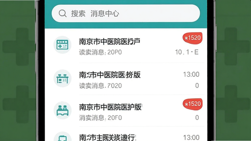 ����Ϊ�Ͼ�����ҽԺҽ����APP����Ϣ���Ľ��棬����Ϊ�б���ʽ������Ϊ�������·�Ϊδ����Ϣ�б�����ɫ�Ǳ���ʾδ������������ƽ����ϸ����ʾ��Ϣ�����ʱ�䣬���ʸ��壬�ɾ����޶���Ԫ��