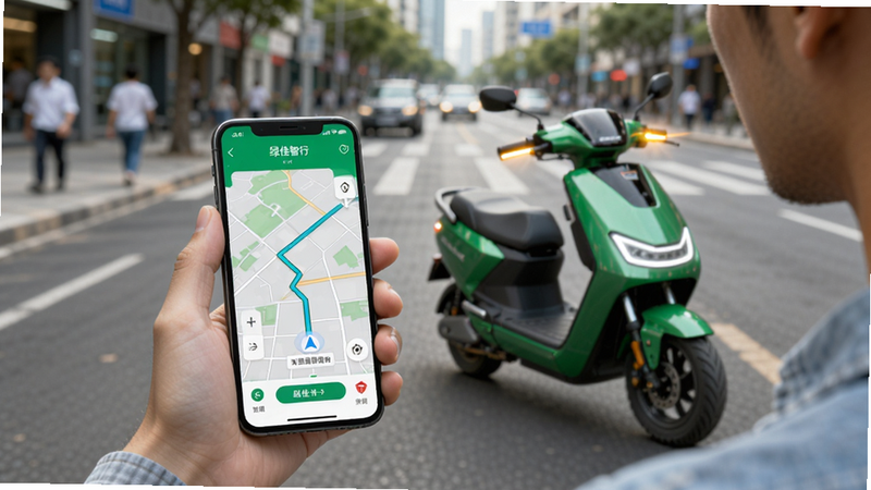 ���нֵ�������һ���û��ֳ��ֻ��鿴�̼�����APP���ֻ���Ļ��ʾ��ͼ����·�ߣ�ǰ��һ���̼ѵ綯��������˸�ƹ⣬�����黯������ͻ���ֻ���Ļ�����복������������������ɫ����ʵ����ҵ��Ӱ���