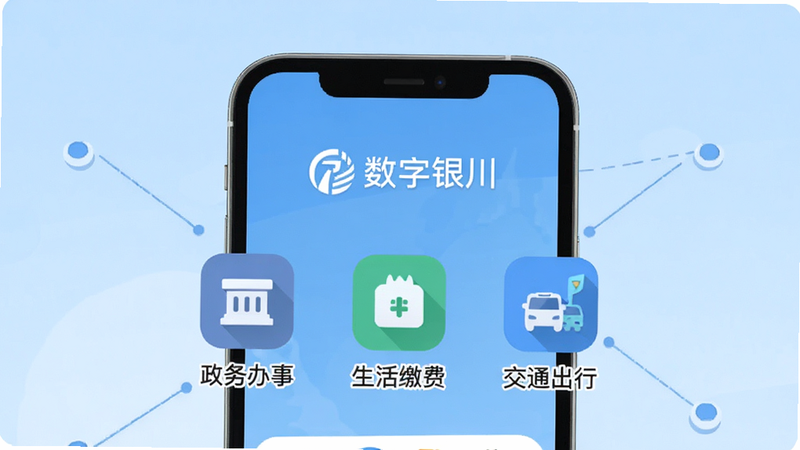 һ��չʾ������������App���Ĺ��ܵı�ƽ�����ͼ������Ϊ�ֻ���Ļ����Ļ����ʾ������������Logo��������Ҫͼ�꣺������¡�����ɷѡ���ͨ���У�����Ϊ����ɫ���䣬�������࣬��������������ִ���Լ�����ʸ��壬�޶���װ��Ԫ��
