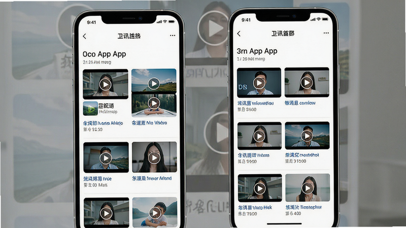 ����Ϊ��ѶApp��ҳ���棬����Ϊ˫���ٲ������������������ϸ��չʾ��Ƶ��������ͼ�������У����ֱ����࣬�޹��λ�����ʸ��壬ɫ����ͣ��������ף�ǿ�������
