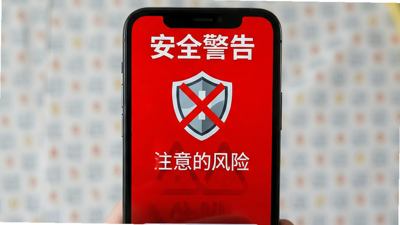 �ֻ���ʾ���棬��ʾ����ȫ���桱����������Ϊ��ɫ��ͼ��Ϊ���ƴ�棬�����û�ע����գ����ʾ��ɫ�������������������޶�������