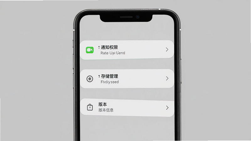 道亨云办公移动端设置界面,主体为手机设置列表,布局纵向滚动,显示通知权限、存储管理、版本信息选项,风格极简,灰色背景,细节清晰,画质高清,无干扰元素