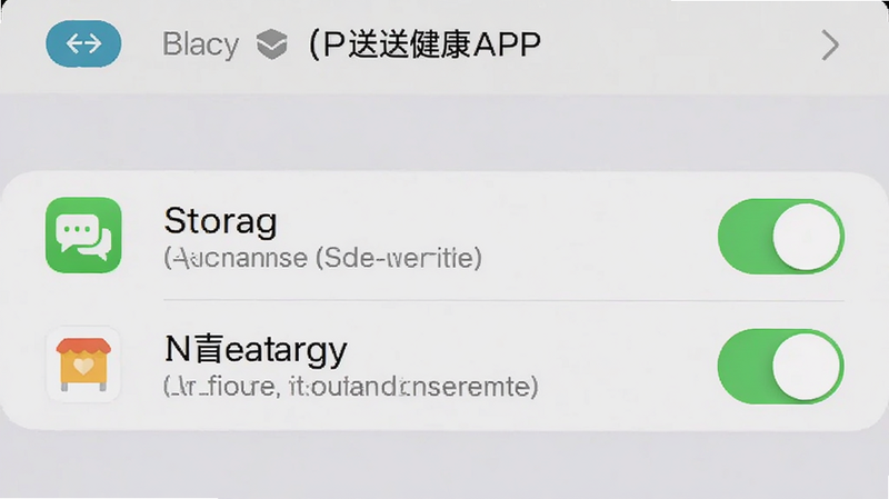 手机设置界面截图,显示送健康APP的权限管理页面,突出显示存储与通知权限开关,界面整洁,图标清晰,操作指引明确,高清细节,无杂乱元素
