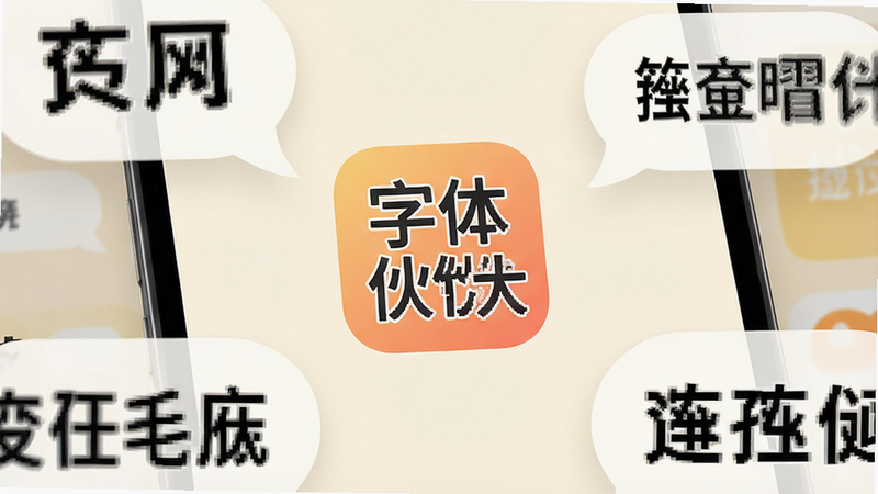 手机界面特写,屏幕中央显示“字体阅读放大伙伴”应用图标,背景为柔和的米白色护眼界面,周围环绕着放大的清晰文字气泡,风格简约现代,高清写实,无多余元素