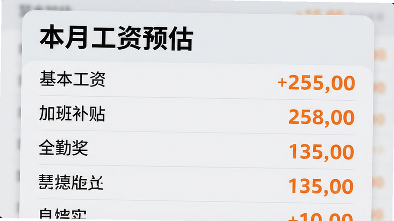 展示慧匠通时APP的工资明细页面,布局为列表式结构。顶部显示