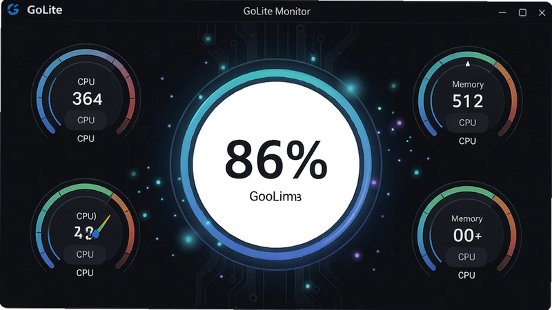 ����ΪGoLite��������ȫ��չʾ�����ֲ�����ɫģʽ��������ʾ�޴��Բ�ε����ٷֱȶ�������Χ������CPU���ڴ桢�¶�����ʵʱ����Ǳ��̣��Ű����ִ������Ƽ���ǿ��ϸ�ڴ���΢��������Ч�����ʸ��壬�ɾ����޶���Ԫ�أ�����Ϊ