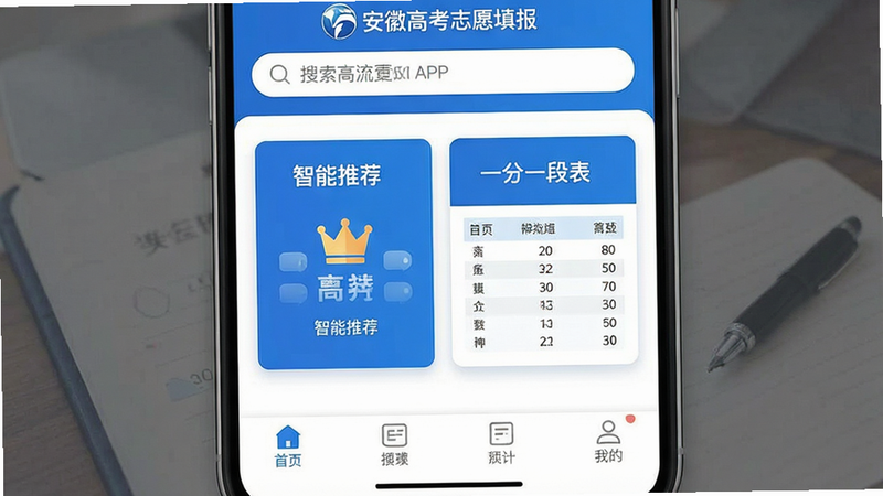 һ�Ÿ����ֻ���Ļ��ͼ�������ǰ��ո߿�־Ը�APP����ҳ���棬�������������������������м�չʾ�������Ƽ����͡�һ��һ�α����������Ĺ��ܿ�Ƭ���ײ��ǵ����������Ϊ�ִ���Լ��ƽ����ƣ���ɫ��Ϊ�Ƽ������ɫ���䣬ϸ�ڴ�����͵���ӰЧ���������������޶���Ԫ�أ����֡����ո߿�־Ը��������ɼ���