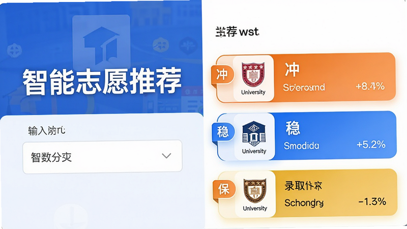 չʾ���ո߿�־Ը�APP�������Ƽ�ҳ�棬����Ƿ���������Ҳ������ɵ�־Ը�б����б����С��塯�����ȡ���������������ɫ��ǩ���֣��������ҷ������������ֱ�ۣ�ϸ�ڰ�����ѧͼ���¼ȡ���ʰٷֱȣ����ʸ��壬�����ұ��������֡�����־Ը�Ƽ�����Ŀ��