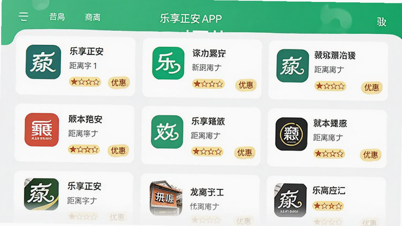 ����Ϊ��������APP���̼��б�ҳ�棬����Ϊ��Ƭʽ�б���ÿ����Ƭ�����̼�Logo�����ơ����롢���ּ��Żݱ�ǩ����������죬ϸ�ڷḻ�����ʸ��壬�ɾ����޶���Ԫ��