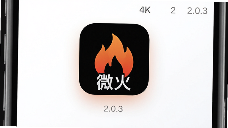 ����Ϊ��΢��App���������棬���־���չʾLogo��汾��2.0.3���������ü����ɫ���䣬�Ű������������ִ���ƽ����ϸ�ڴ�����͹�ӰЧ��������4k���壬�ɾ��޶���Ԫ��