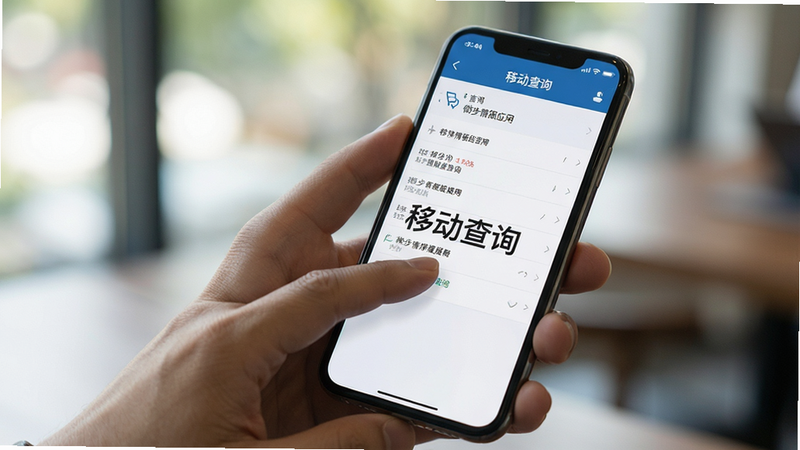 微步情报应用在手机上的实际使用场景图,主体为一只手握着智能手机,屏幕显示查询结果页面,布局自然,风格写实,细节清晰展示手指点击操作,画质真实,背景模糊,文字标注