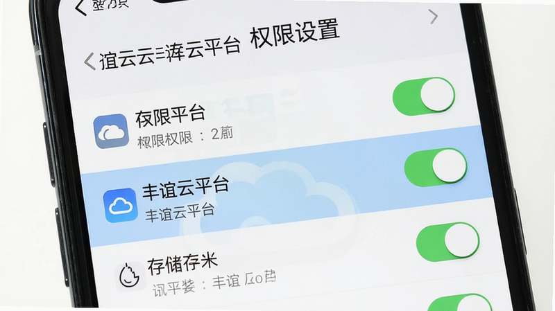 主体为手机设置界面,显示应用权限管理页面,布局为列表形式,高亮显示