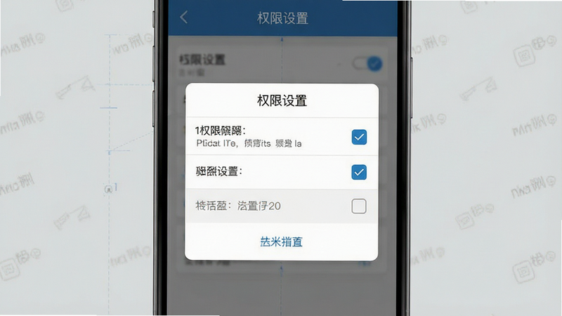 吉米盈安装设置界面,主体为手机设置弹窗,布局为垂直排列,风格为UI设计图,细节展示权限勾选框,画质清晰,干净,无多余元素,文字