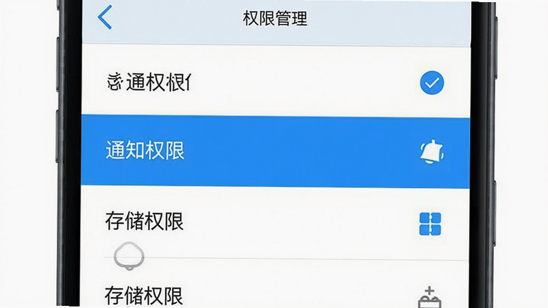 ����Ϊ�ֻ����ý��棬չʾȨ�޹���ҳ�棬�����б�ʽ��������ʾ��֪ͨȨ�ޡ��͡��洢Ȩ�ޡ����Ű�淶������ƽ����ϸ�ڰ�����ѡͼ�꣬�����������ɾ����޶���Ԫ��