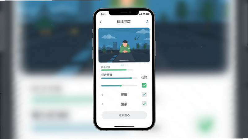画境寻踪安装步骤示意图,主体为手机安装界面,布局垂直排列,排版清晰,风格为扁平化UI,细节包含进度条与勾选框,画质清晰,无多余图标