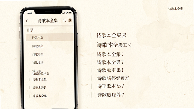 ����Ϊһ����Ϊ��ʫ�豾ȫ�������ֻ�APP����չʾ�����ֲ��ü������������Ϊ����Ŀ¼�б����Ҳ�Ϊʫ������չʾ��������Ϊ��͵��װ�ɫֽ���������Ű������������������׶��������ܰ���£�ϸ�ڴ����ֹŵ����ִ���ϵ����У����ʸ��壬�ɾ��޶���Ԫ��