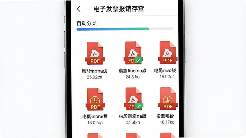 ����Ϊ�ֻ��������棬��ʾ�����ӷ�Ʊ������顱���������빦��ҳ�����PDF�ļ�ͼ���������룬�Ϸ��С��Զ����ࡱ������������Ϊ��ɫ����磬�������񻯣��Ű����򣬷���Ч����ϸ�ڰ����ļ��������С��ʶ�����ʸ��壬�ɾ����޶���Ԫ��