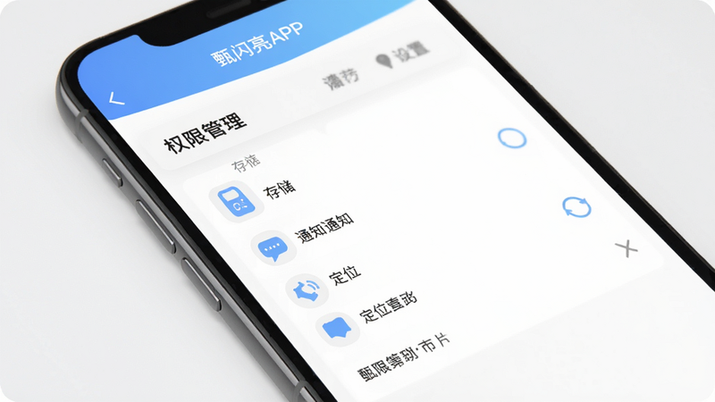 ������APP����ҳ�棬��ʾȨ�޹���ѡ������洢��֪ͨ����λ�ȣ���������������࣬���壬�޶���Ԫ�أ��ɾ�