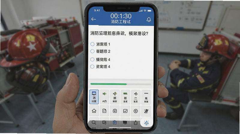 ����Ϊ����������ʦ��APP�ڵ�ģ�⿼�Խ��棬���ֳ���ȫ������ģʽ��������ʾ����ʱ���в�Ϊ��ѡ�������ѡ��ײ�Ϊ���⿨�����Ű���պ������������רע��ϸ����ʾ����������������������ɾ��޸���Ԫ��