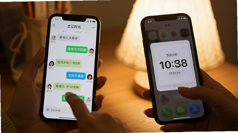 两部手机并排展示,左侧手机显示