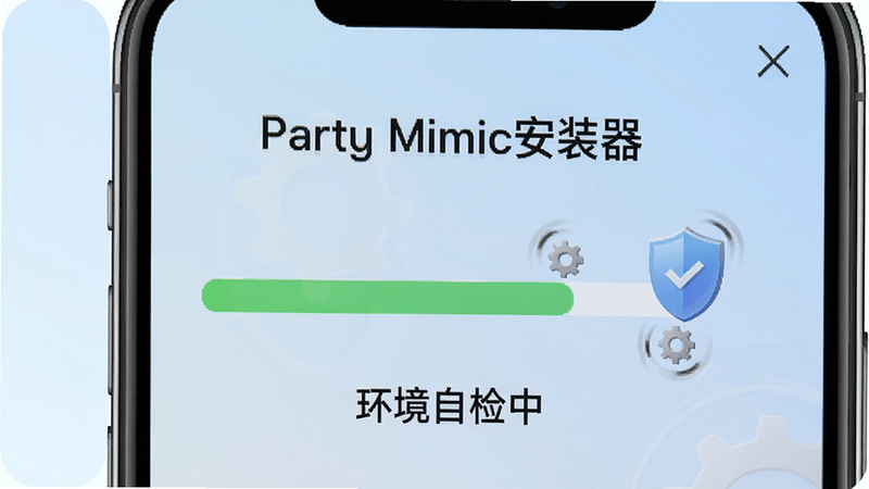 ����Ϊ�ֻ���Ļ���棬��ʾ��Party Mimic��װ�������Լ��������������Ϊ��ɫ���Ա��ж���ͼ�������ȫ��⣬����Ϊ��͵�ǳ��ɫ���䣬�������½ṹ���Ϸ�Ϊ���⣬�·�Ϊ�������飬�����ֱ�ۣ�ϸ�ڴ���΢С�ĳ���ת������Ч�������ʸ��壬�ɾ����޶���Ԫ�أ�����